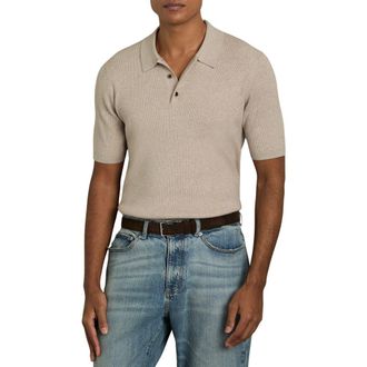 Reiss Berch Rib Polo in Oatmeal at Nordstrom, Size Xx-Large