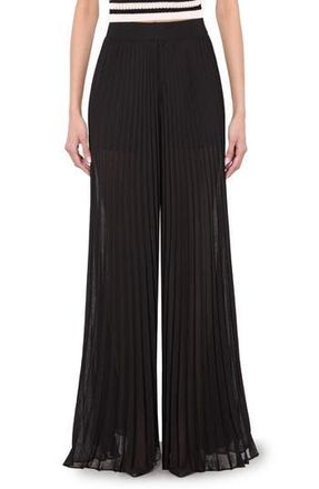 Alice & Olivia Athena Accordion Pleated Wide Leg Pants in Black at Nordstrom Rack, Size 14