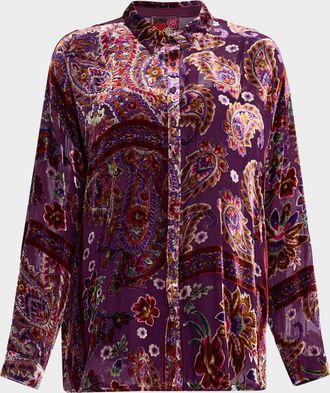 Johnny Was Audrey Paisley Burnout Shirt