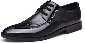 Generic Dress Oxford Shoes for Men Lace Up Patent Leather Patchwork Derby Shoes PU Leather Non Slip Low Top Anti-Slip Rubber Sole Slip Resistant Classic(Black