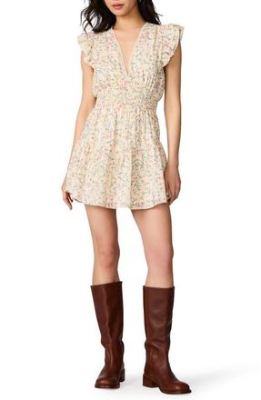 Steve Madden Lucienne Floral Print Ruffle Lace Minidress in White Ditsy Floral at Nordstrom, Size X-Small