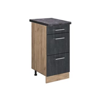 Vicco Mueble Bajo De Cocina R-line, Hormig&oacute;n Negro, 40 Cm Et Antracita, Vicco
