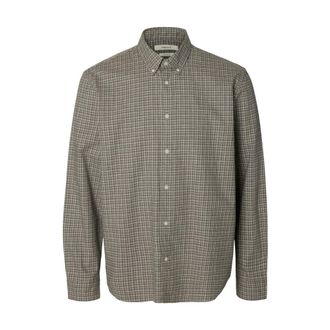 Selected Jay Melange LS Shirt - Heren - Overhemden - Bruin - Maat: XL Katoen