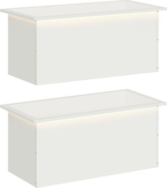 vidaXL Jardinera Para Jard&iacute;n Con Luces Led 2 Uds. Blanco Vidaxl