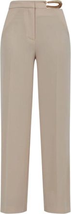Simona Corsellini Rechte Broek met Kettingriem - Dames - Straight fit broeken - Grijs - S - Polyester - Broeken