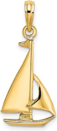 Diamond2Deal 10k Yellow Gold 2-D Polished Sailboat Charm