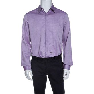 Dsquared2 Purple Chambray Cotton Button Front Shirt