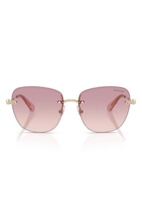 Swarovski 58mm Gradient Square Sunglasses in Pale Gold /Brown Dark Violet at Nordstrom