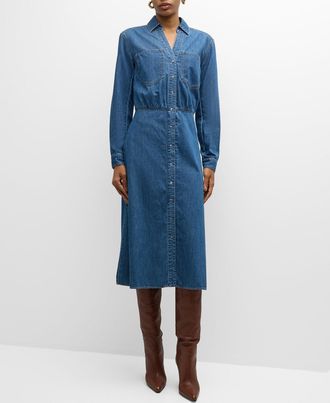 Veronica Beard Miranda Long-Sleeve Denim Shirtdress
