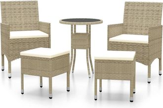 vidaXL Vidaxl - Juego De Muebles De Jard&iacute;n De 5 Piezas Rat&aacute;n Sint&eacute;tico Beige