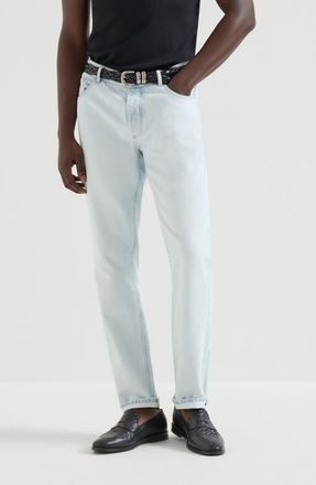 Brunello Cucinelli Lightweight denim trousers in Light Blue Denim at Nordstrom, Size 54 It
