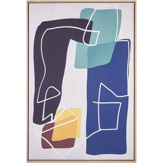 Beliani Lienzo Cuadro De Pared 93 X 63 Cm Marco Mdf Sint&eacute;tico Figuras Abstractas Geom&eacute;trico Multicolor Frisa