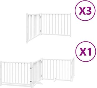 vidaXL Dog Gate with Door Foldable 10 Panels White 800 cm Poplar Wood vidaXL