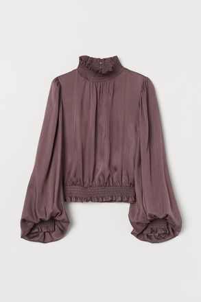 H&M Bluse mit Smokdetails - Dunkellila
