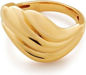 Monica Vinader Swirl chunky band ring - women - Pearls - M - Gold