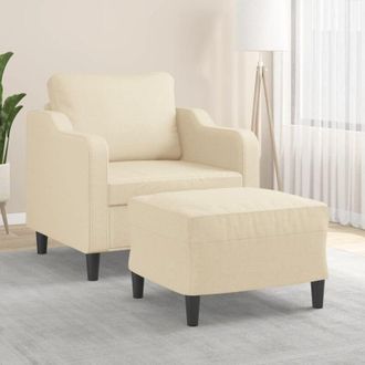 vidaXL Sill&oacute;n Con Taburete Tela Crema 60 Cm Vidaxl