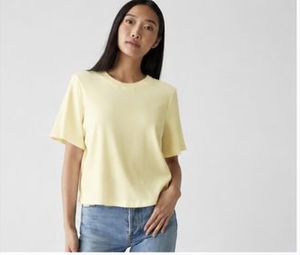 Michael Stars Kona Cotton Boxy Crew Top In Buttercup