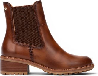 Pikolinos Pikolinos Womens Brown Leather Chelsea Heeled Ankle Boots - Medina