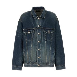 Balenciaga Denim Jackets, male, Blue, Size: M Classic Fit Denim Jacket