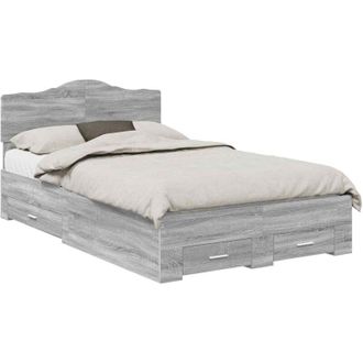 vidaXL Estructura De Cama Con Cabecera Gris Sonoma 120 X 200 Cm Vidaxl