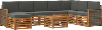 vidaXL Conjunto De Sof&aacute;s De Exterior 7 Uds. Natural Y Antracita Vidaxl