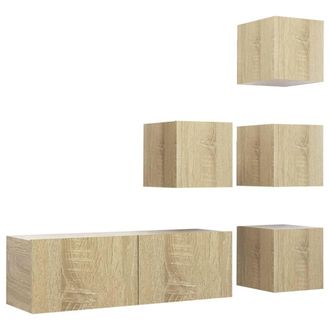 vidaXL Juego De Muebles De Sal&oacute;n 5 Piezas Roble Sonoma Vidaxl