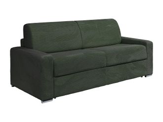 Vente-Unique Sof&aacute; cama de 4 plazas de apertura r&aacute;pida de pana verde - Somier de l&aacute;minas anchas de 160 cm - Colch&oacute;n de 14 cm CALITO