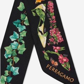 Ferragamo Womens Mini Silk Bandeau Black Scarf Scarfs