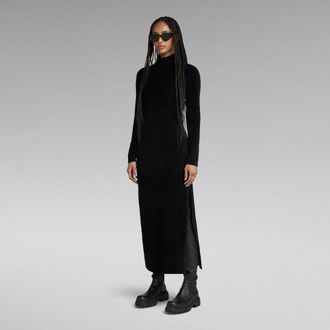 G-Star Womens G-Star RAW Velvet Slit Dress - Black Cotton - Size X-Small