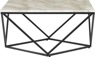 Beliani Beliani - Mesa auxiliar efecto mármol beige negro 80 x 80 cm mdf jaula glamour Malibu