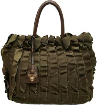 Prada Pre-owned Handbags, female, Green, Size: ONE SIZE Pre-owned Nylon Handbag