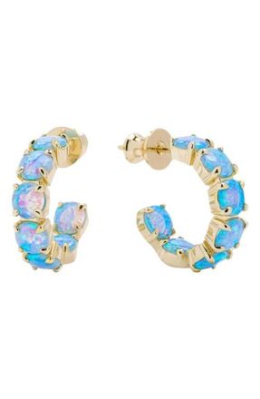 Melinda Maria Oh She Fancy Opal Inside Out Huggie Hoop Earrings in Blue Opal/gold at Nordstrom