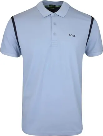 HUGO BOSS Mens Paddy Tape Short Sleeve Polo Shirt, Pastel Blue