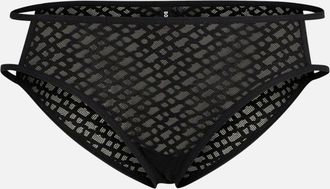 HUGO BOSS Womens B-Luxe Lace Brief, Black w/ gold metal logo - Size: 16