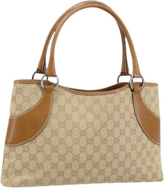 Gucci Pre-owned Handbags, female, Beige, Size: ONE SIZE Pre-owned Canvas Handbag