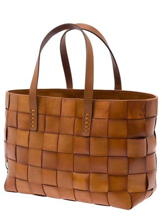 Dragon Diffusion Womens Shopper Bag, Beige Woven Leather Calf Tote Bags