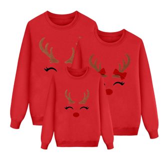 Generic Family Matching Christmas Sweatshirts Funny Reindeer Snowman Print Xmas Sweatshirts Xmas Holiday Shirts Pullover Tops Christmas for Adults Womens Men 