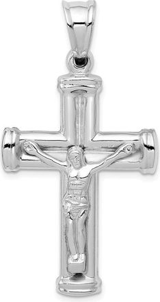 Diamond2Deal 14K White Gold Reversible Crucifix Pendant