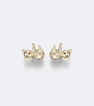 Yvonne L&eacute;on Koala 9kt gold earrings with diamonds