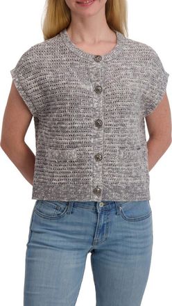 Lucky Brand Short Sleeve Cotton Cardigan in Medium Heather Grey at Nordstrom Rack, Size X-Large