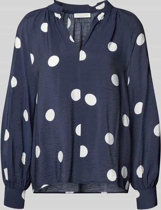 Christian Berg Bluse aus Viskose-Mix mit Serafino-Ausschnitt in Dunkelblau, Gr&ouml;&szlig;e 34