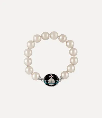 Vivienne Westwood Man. Loelia Large Pearl Bracelet Silver Swarovski Pearls Men