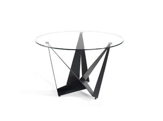 Pondecor Interiorismo Mesa redonda Bayonne patas metal negro y sobre en cristal