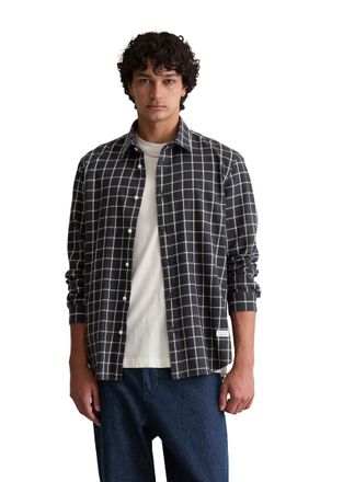 Marc O'Polo Denim Langarmhemd MARC OPOLO DENIM, Herren, Gr. XXL, N-Gr, dunkelblau, Web, Obermaterial: 100% Baumwolle, kariert, regular fit normal, 2-Knopf-Manschette, H