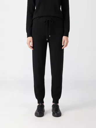 KANGRA Pantaloni slim fit in maglia di lana e cashmere a vita alta