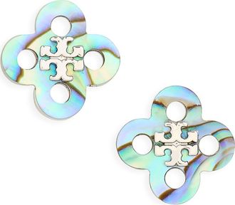 Tory Burch Forget Me Not Stud Earrings in Tory Silver /Abalone at Nordstrom