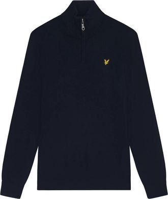 Lyle & Scott Cotton Merino Quarter Zip Jumper - Heren - Coltruien - Blauw - 2XL - Katoen - Truien & Vesten