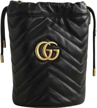 Gucci Pre-owned Bucket Bags, female, Black, Size: ONE SIZE Pre-owned Seau GG Marmont Bucket Bag