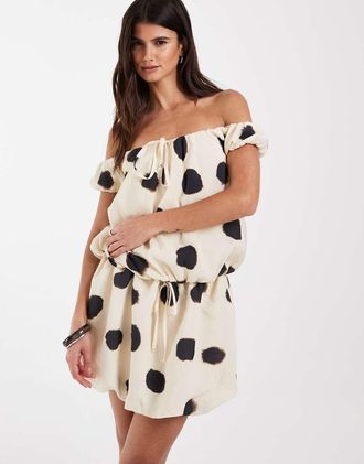 Asos vestito mini bubble a pois monocromatico-Multicolore