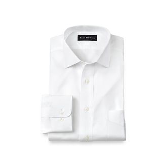 Paul Fredrick Non-iron Cotton Pinpoint Solid Spread Collar Dress Shirt in White at Nordstrom, Size 15.5 - 34